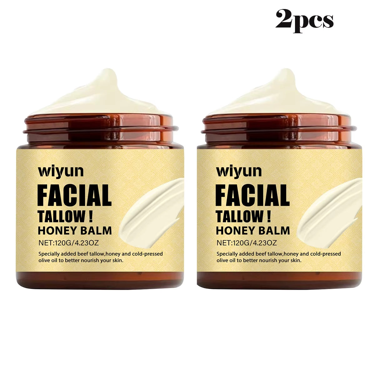 120G Whipped Beef Tallow and Honey Balm Moisturizing Beef Tallow Face Cream Body Lotion Grass Fed Grass Finished Face Cream Care