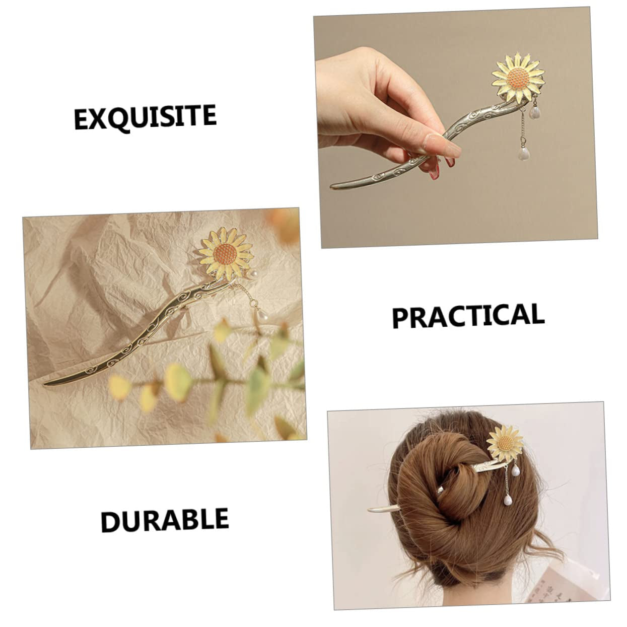 Daisy Hair Accessory Vintage Hair Accessories Sunflower Hair Clip Hair Ornaments for Women Japanese Hair Chopsticks Sunflower Hair Dangle Hair Pin Dangle Hair Sticks Walk Wild