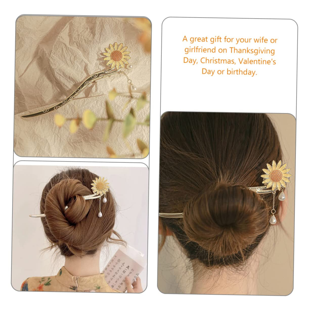Daisy Hair Accessory Vintage Hair Accessories Sunflower Hair Clip Hair Ornaments for Women Japanese Hair Chopsticks Sunflower Hair Dangle Hair Pin Dangle Hair Sticks Walk Wild