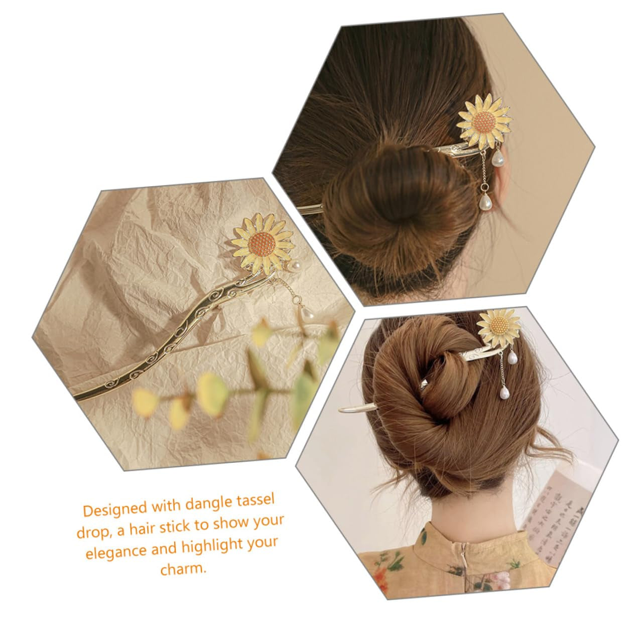 Daisy Hair Accessory Vintage Hair Accessories Sunflower Hair Clip Hair Ornaments for Women Japanese Hair Chopsticks Sunflower Hair Dangle Hair Pin Dangle Hair Sticks Walk Wild