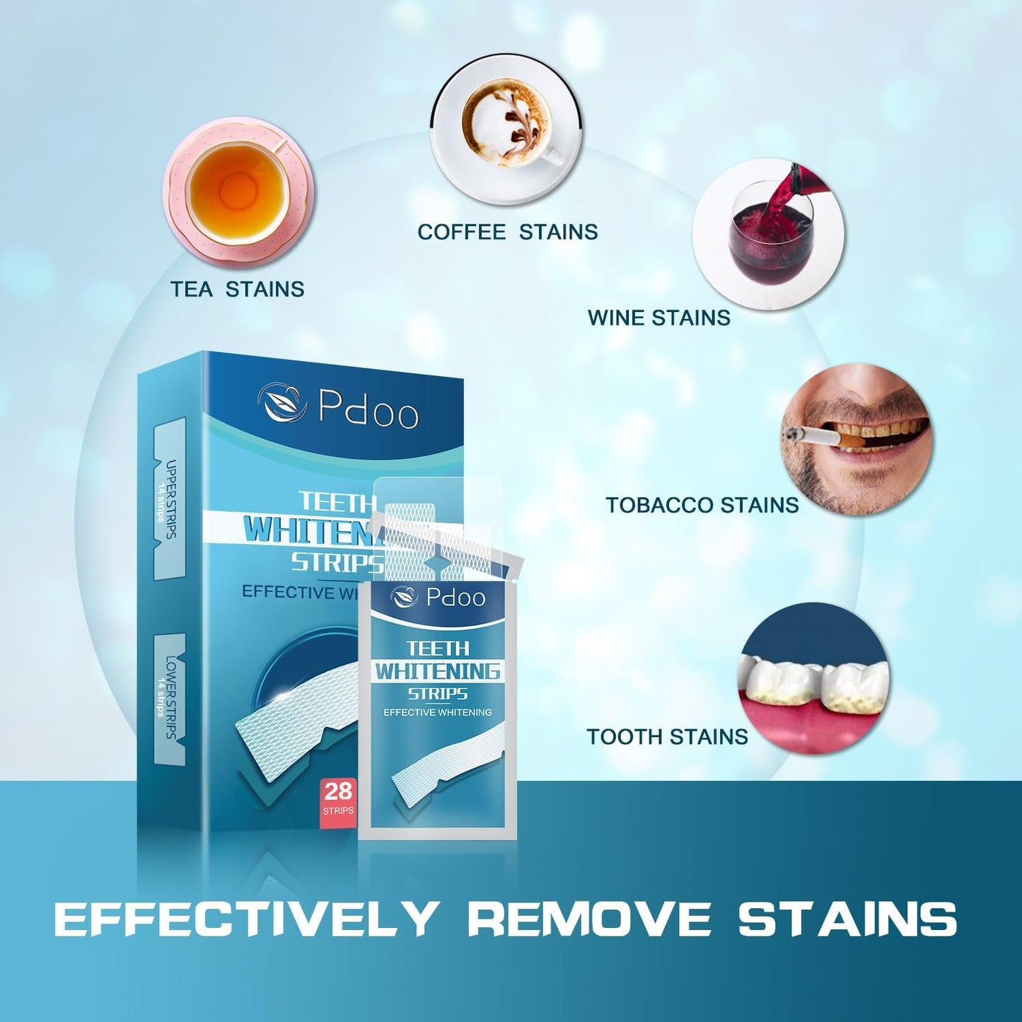 Teeth Whitening Strip - Whitening Strips for Teeth Sensitive, Professional Teeth Whitening Strips, Fast Remove Smoking, Coffee, Wine Stains, Teeth Whitening Kit Pack of 28 Non-Slip Strips