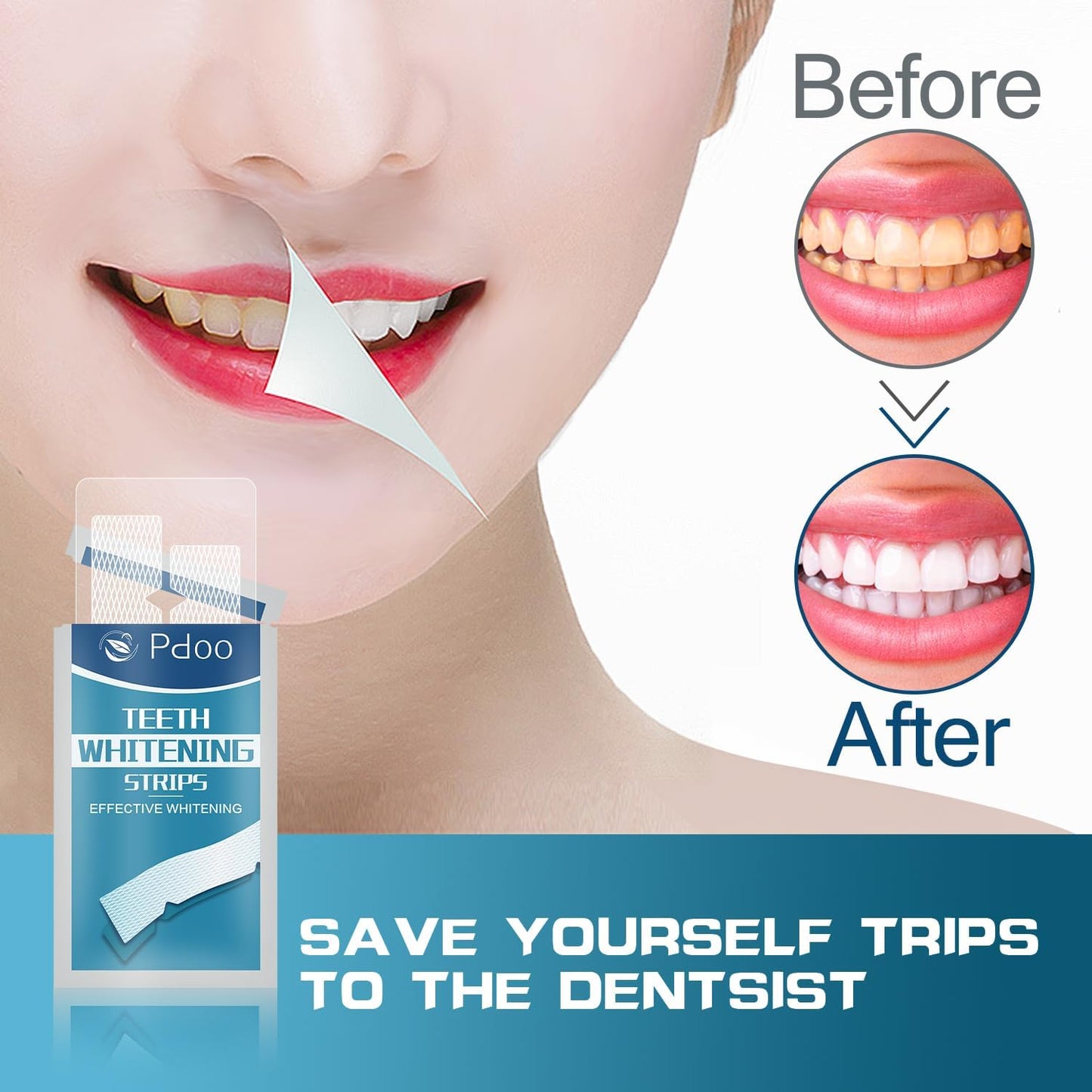 Teeth Whitening Strip - Whitening Strips for Teeth Sensitive, Professional Teeth Whitening Strips, Fast Remove Smoking, Coffee, Wine Stains, Teeth Whitening Kit Pack of 28 Non-Slip Strips
