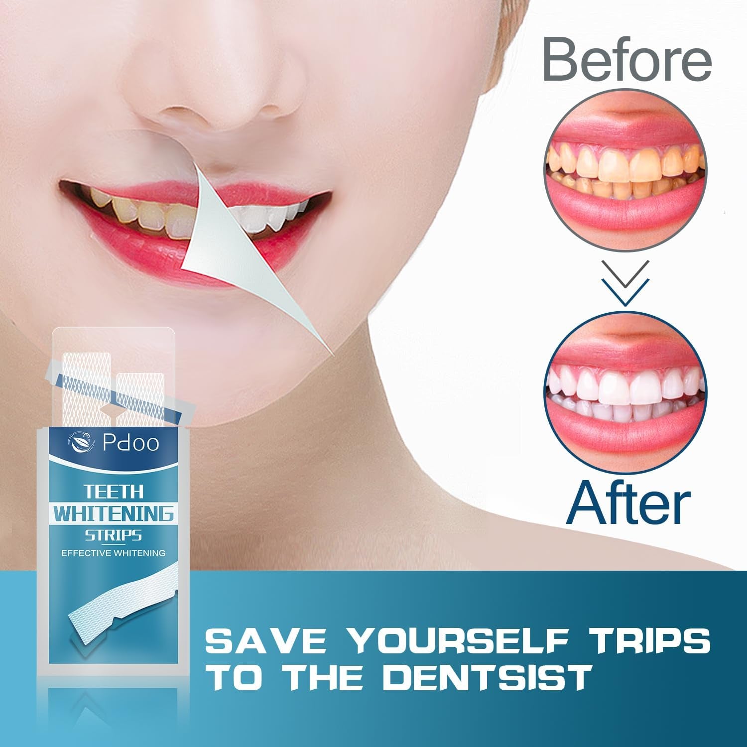 Teeth Whitening Strip - Whitening Strips for Teeth Sensitive, Professional Teeth Whitening Strips, Fast Remove Smoking, Coffee, Wine Stains, Teeth Whitening Kit Pack of 28 Non-Slip Strips