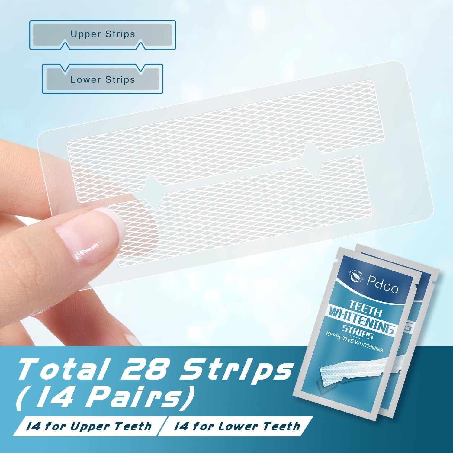 Teeth Whitening Strip - Whitening Strips for Teeth Sensitive, Professional Teeth Whitening Strips, Fast Remove Smoking, Coffee, Wine Stains, Teeth Whitening Kit Pack of 28 Non-Slip Strips