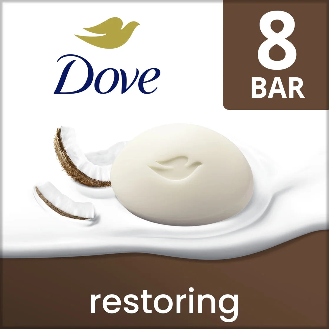 Beauty Bar Women'S Bath Soap Restoring Coconut & Cocoa Butter, 3.75 Oz 8 Bars