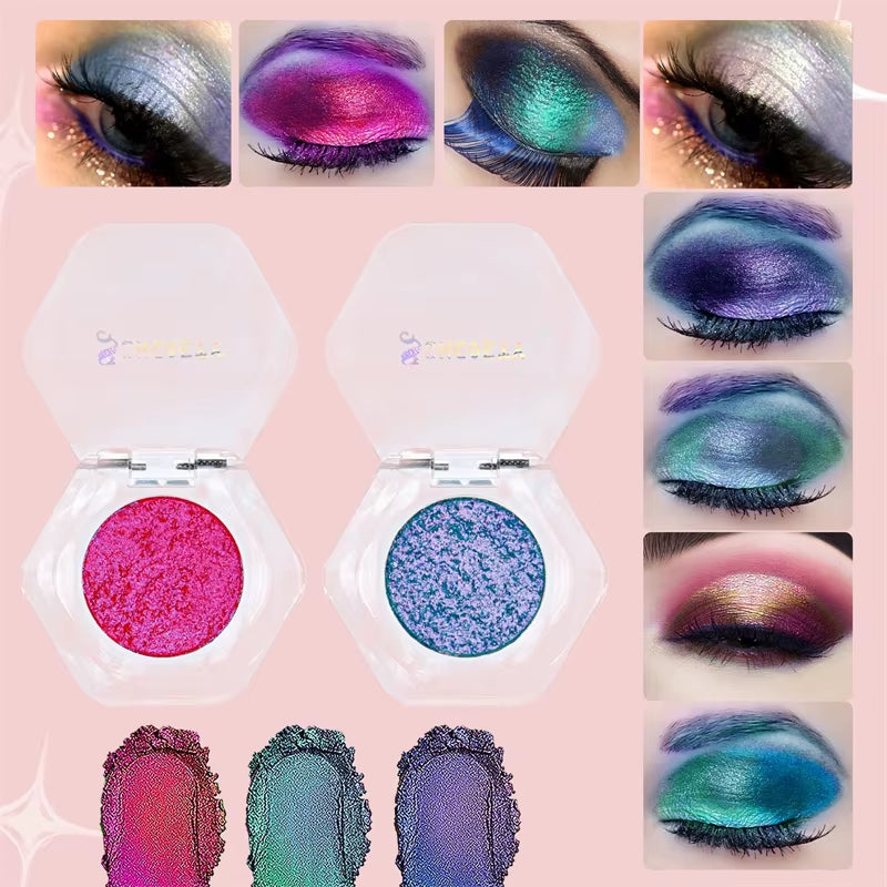 12-Color Chameleon Glitter Eyeshadow Palette – Long-Lasting, Pearlescent Shimmer for Dazzling, Color-Shifting Eye Makeup