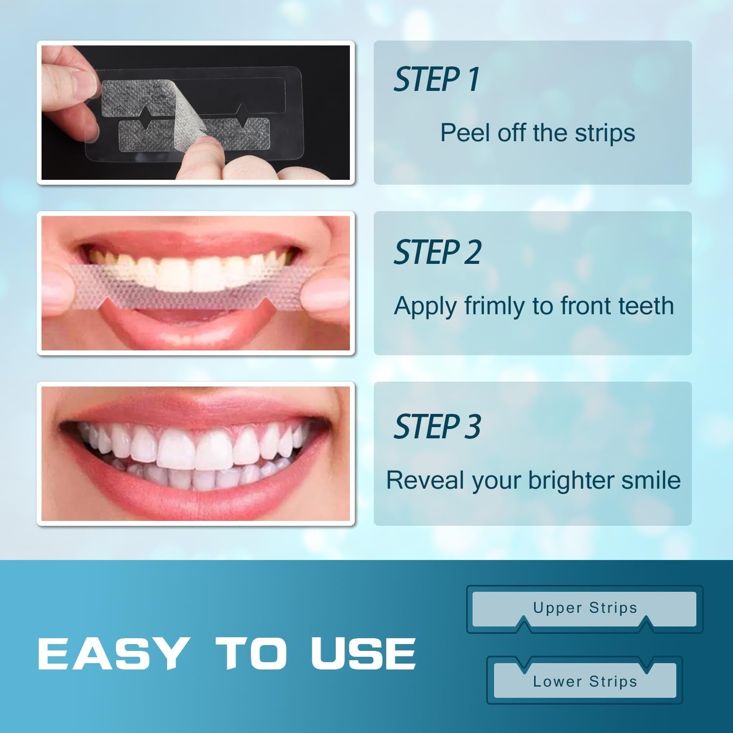 Teeth Whitening Strip - Whitening Strips for Teeth Sensitive, Professional Teeth Whitening Strips, Fast Remove Smoking, Coffee, Wine Stains, Teeth Whitening Kit Pack of 28 Non-Slip Strips