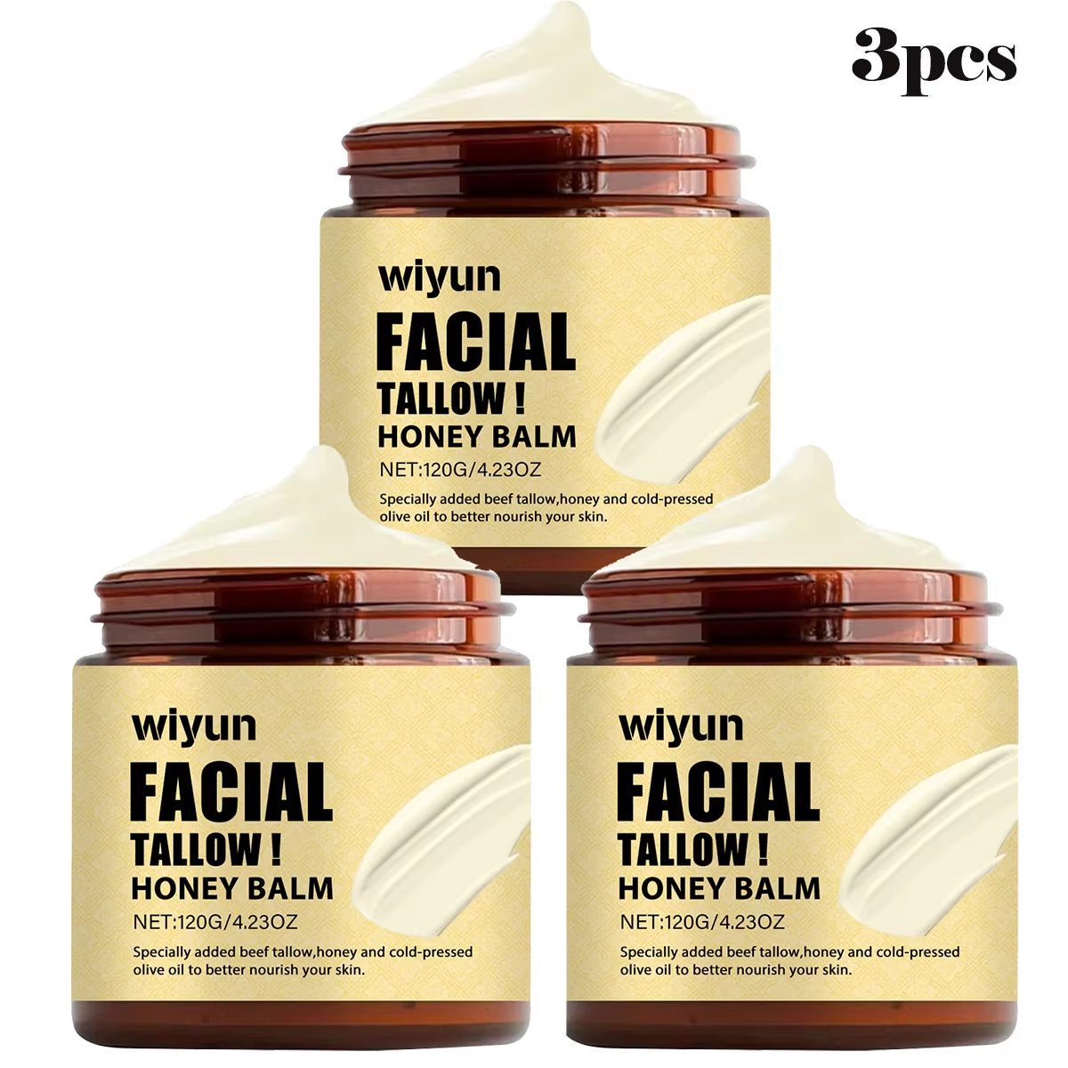 120G Whipped Beef Tallow and Honey Balm Moisturizing Beef Tallow Face Cream Body Lotion Grass Fed Grass Finished Face Cream Care