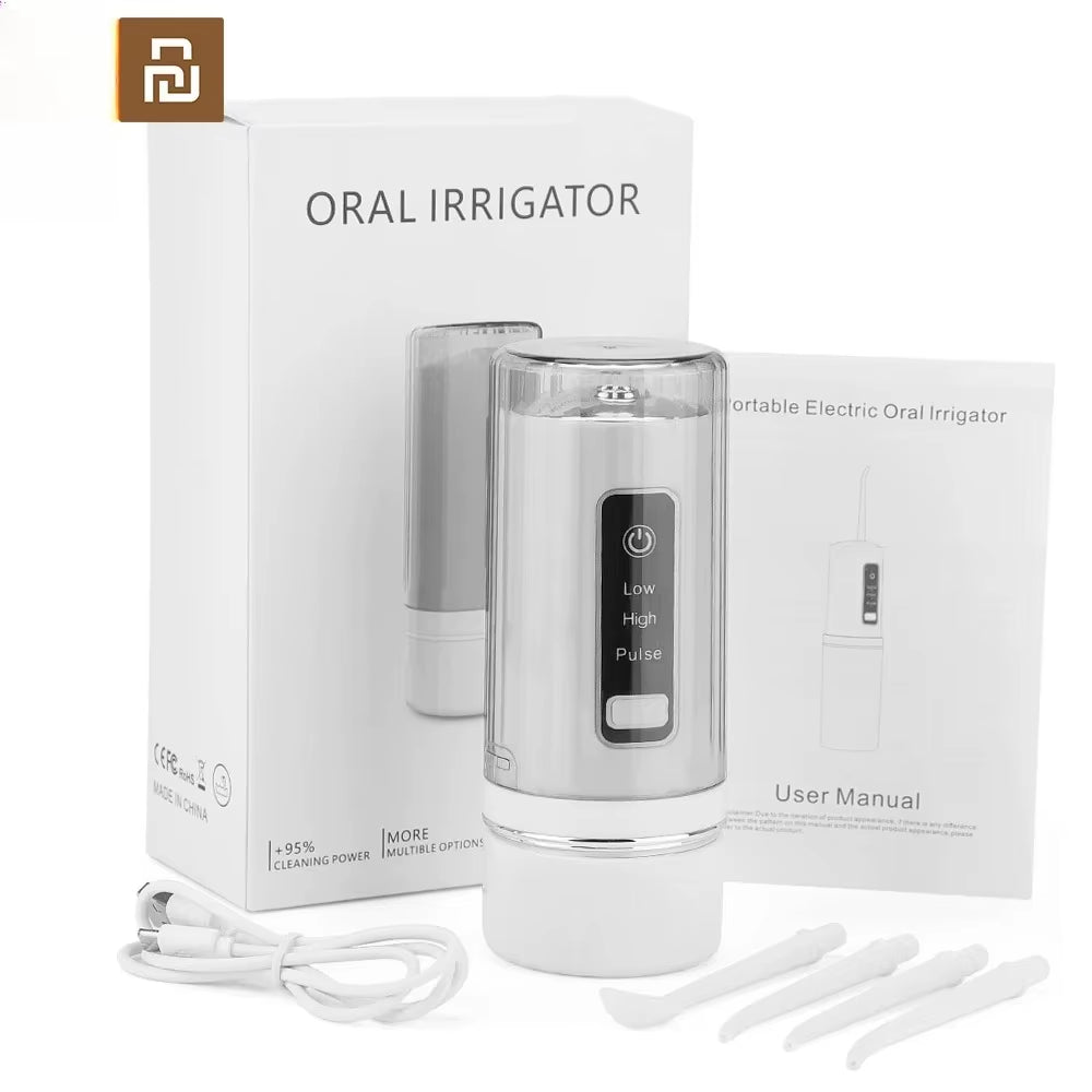 Youpin Electric Oral Irrigator Detachable Water Flosser Portable Dental Water Jet Waterproof Teeth Cleaner 4Pcs Nozzle